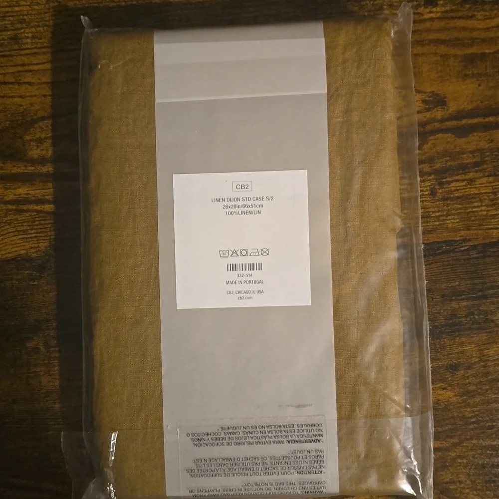 CB2 Linen Dijon Standard Pillowcases Set of 2, 51x66 cm